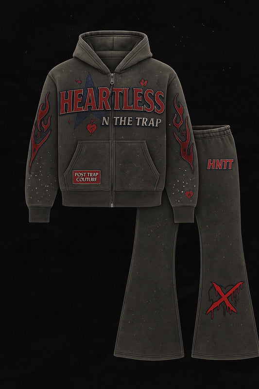 HNTT “Post Trap Couture” Flare Set – Charcoal Blood Edition